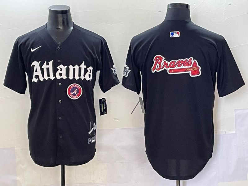 Men 2025 Atlanta Braves Blank Black Five generations Joint Name Nike MLB Jersey style 9->boston red sox->MLB Jersey